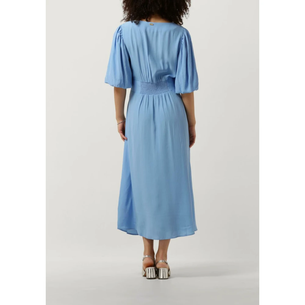 Pom Amsterdam Mediterrane Blauwe Midi Jurk Blue Dames
