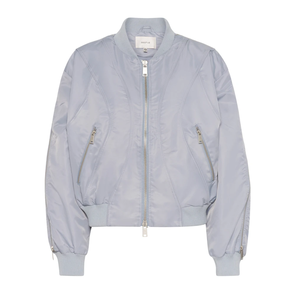 Gestuz Blauw Grijs Bomberjack Losse Pasvorm Blue Dames