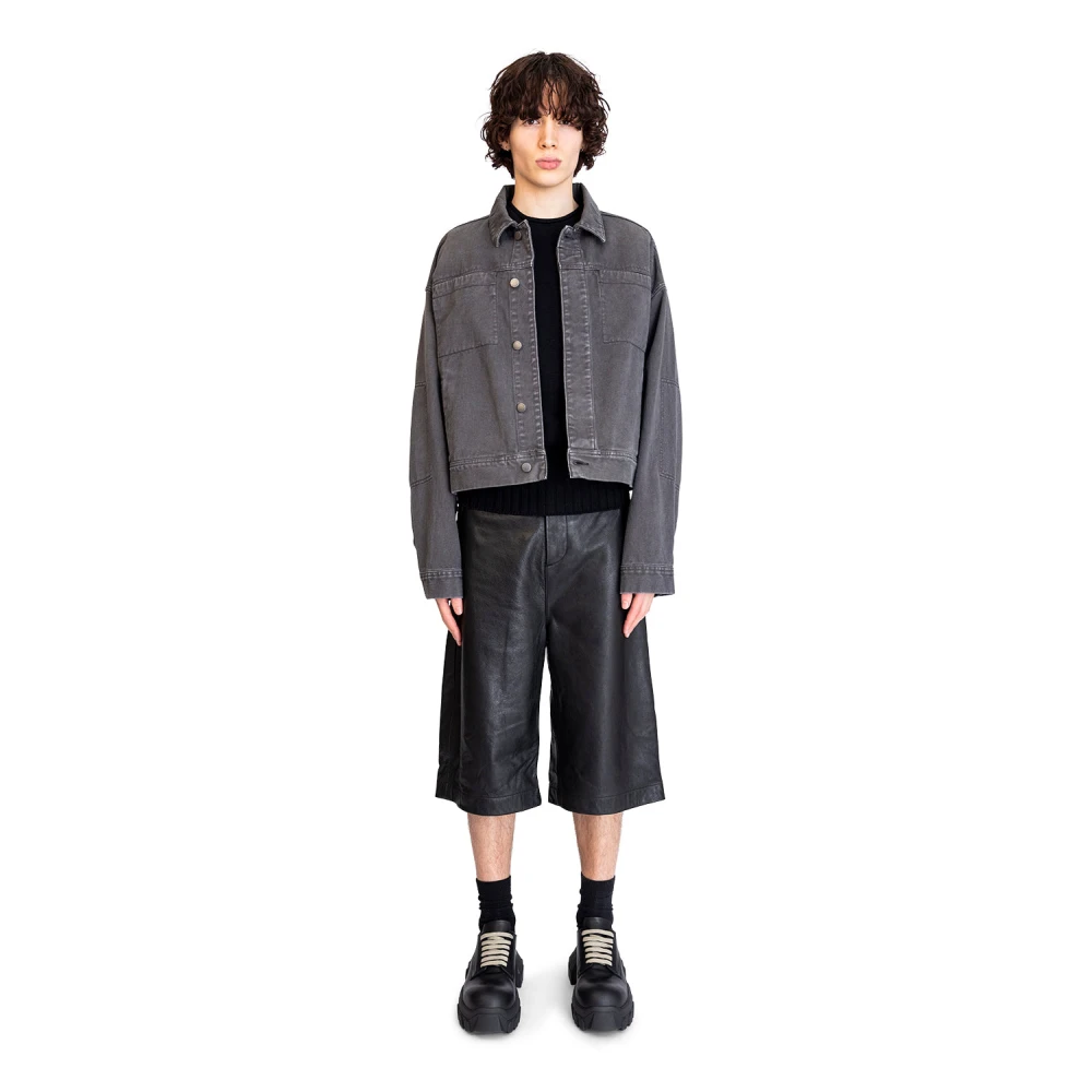 Entire Studios Zwarte Leren Shorts Black Heren
