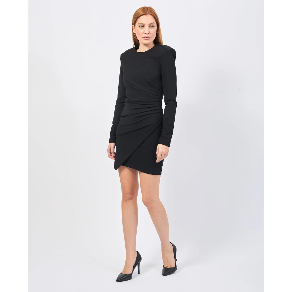 Silvian Heach Zwarte Geplooide Jurk met Ronde Hals Black Dames