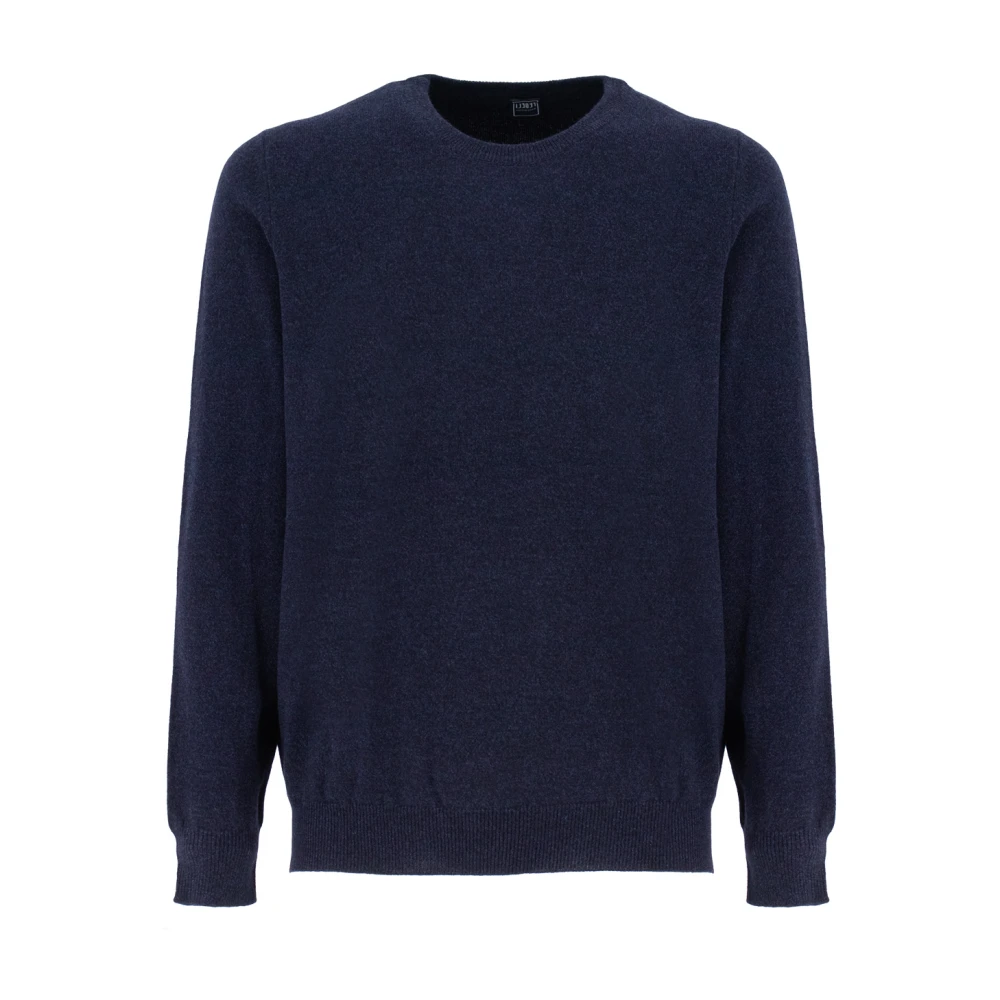 Fedeli Elegant Crew Neck Sweater Blue Heren