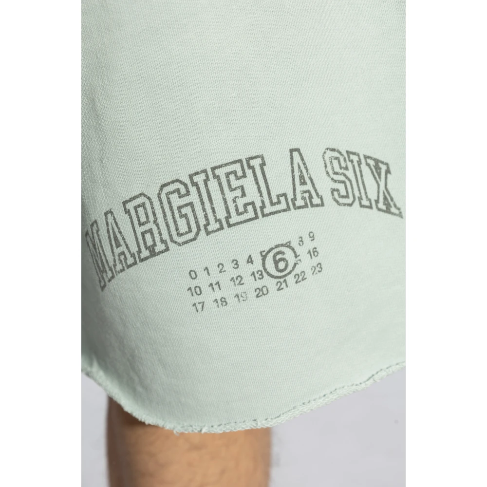 MM6 Maison Margiela Korte katoenen broek met vintage effect Blue Heren
