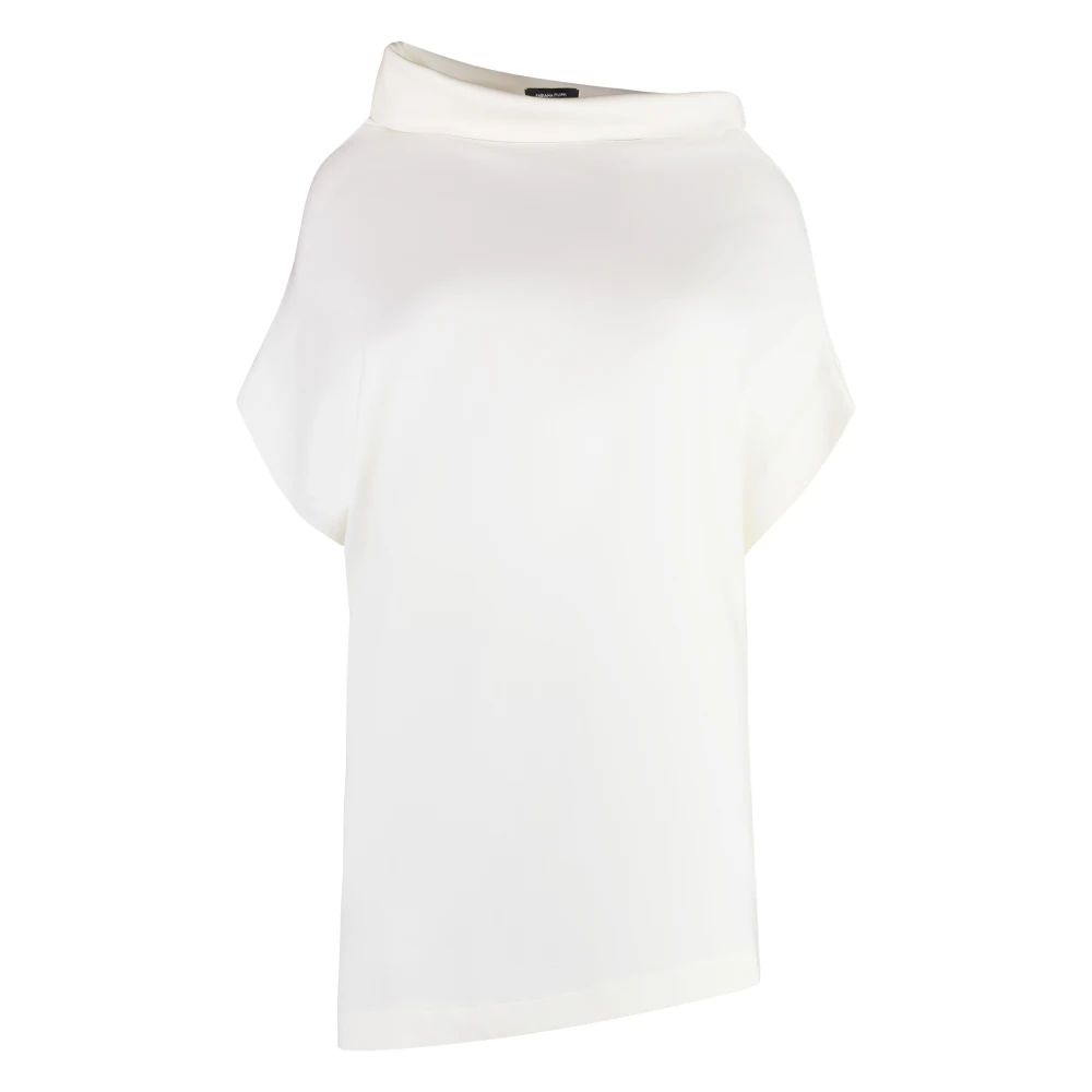 Fabiana Filippi Witte Asymmetrische Halslijn Blouse Kapmouwen White Dames