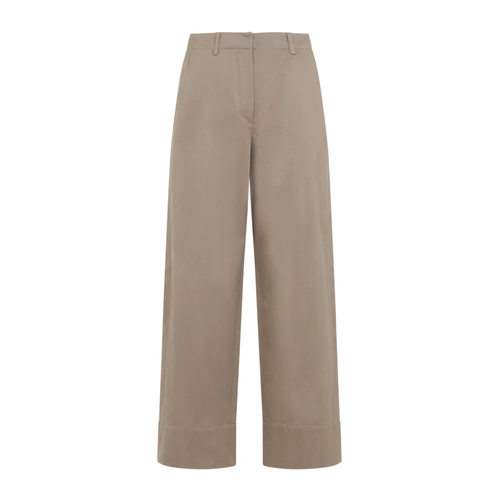 Max Mara Vrouw Beige Broeken Dames, M, Katoen, Chique Nude Neutrale Broek