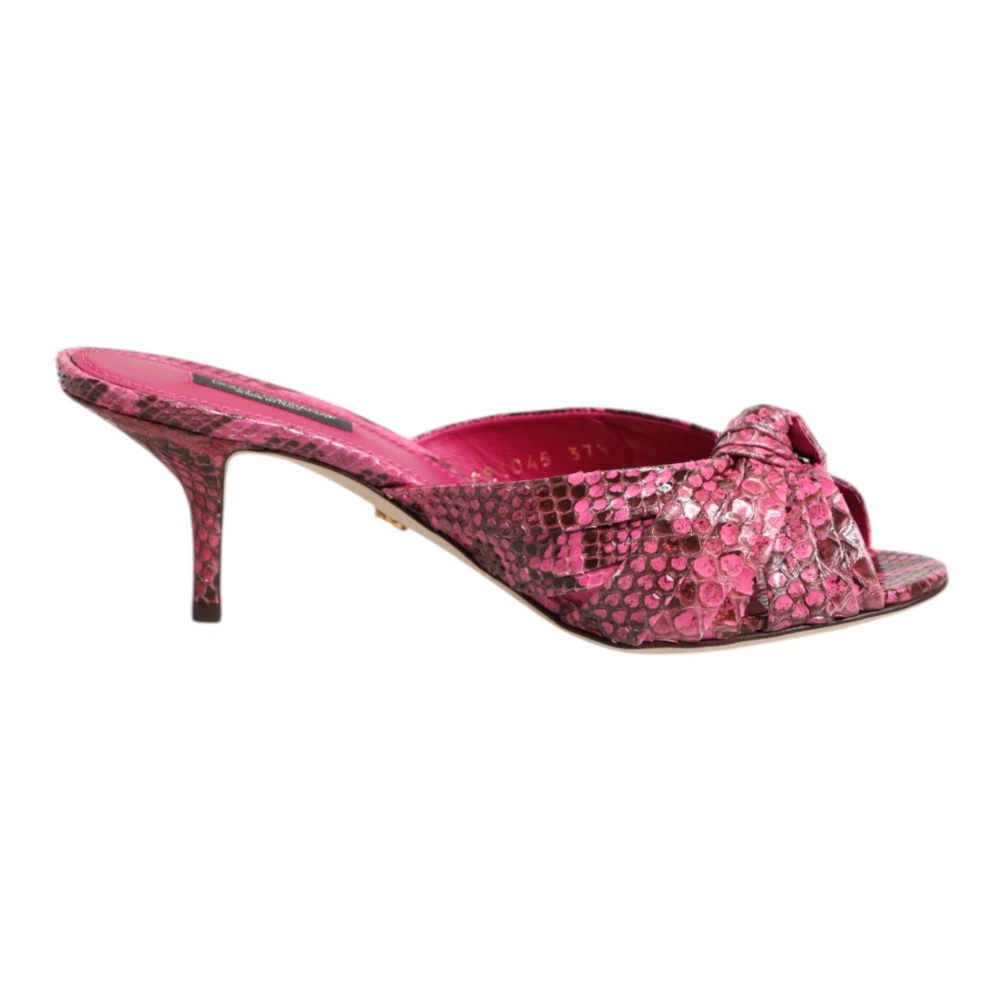 Dolce & Gabbana Women's Pink Python Leather Heels Sandals
