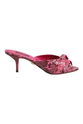 Rosa Pythonläder Klack Sandaler