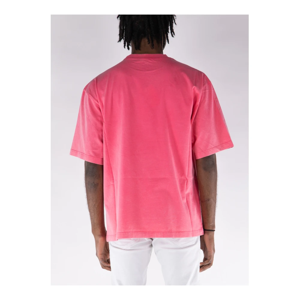 We11Done Korte Mouw Bedrukt T-Shirt Pink Heren