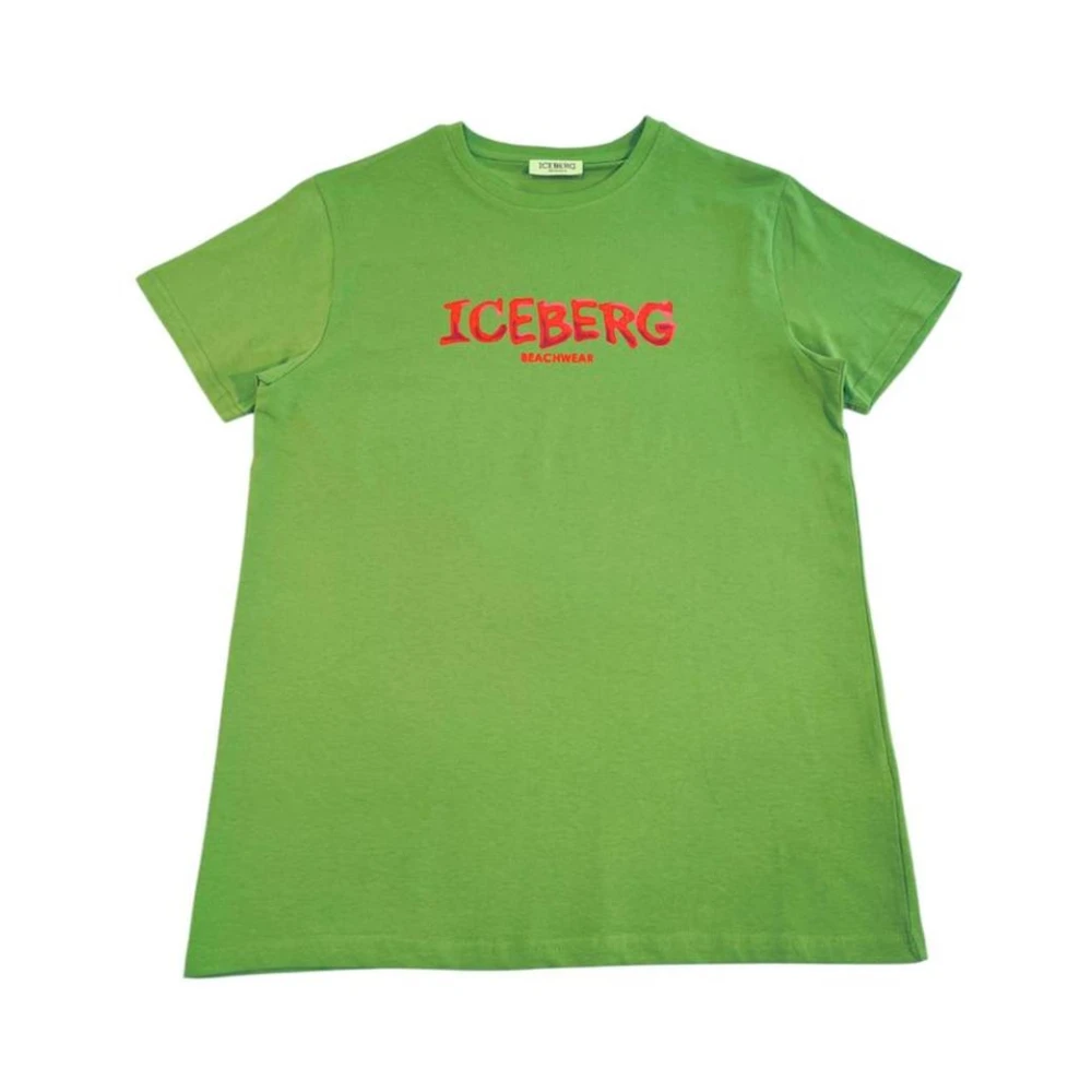 Iceberg Men's Green T-Shirts, M, Crew Neck Logo T-Shirt