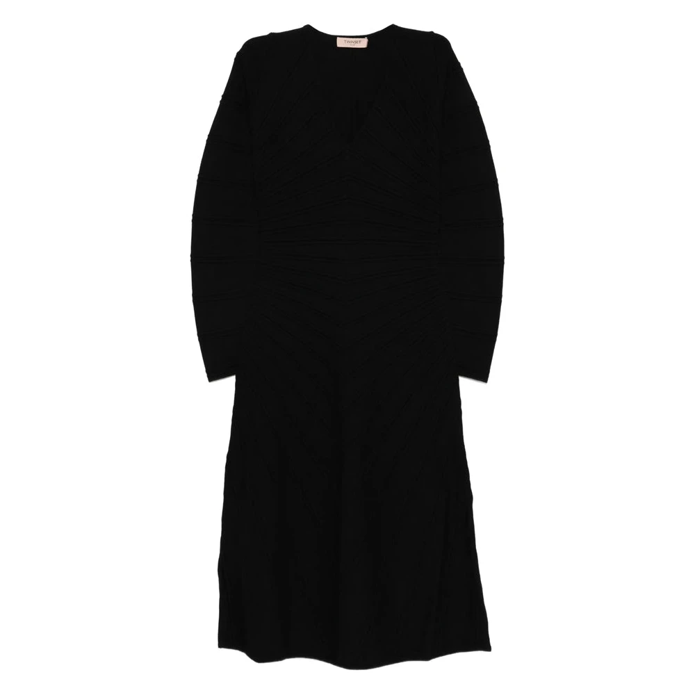 Twinset Women's Black Midi Dresses, S, Knitted Dress