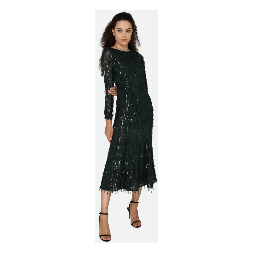 Guess Paillet Lange Mouw Jurk Zwart Black Dames