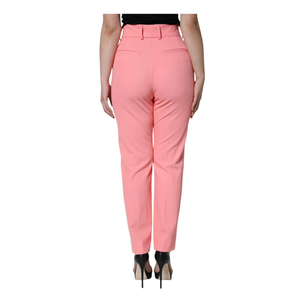 Dolce & Gabbana Rose Pink High Waist Tapered Pants Pink Dames