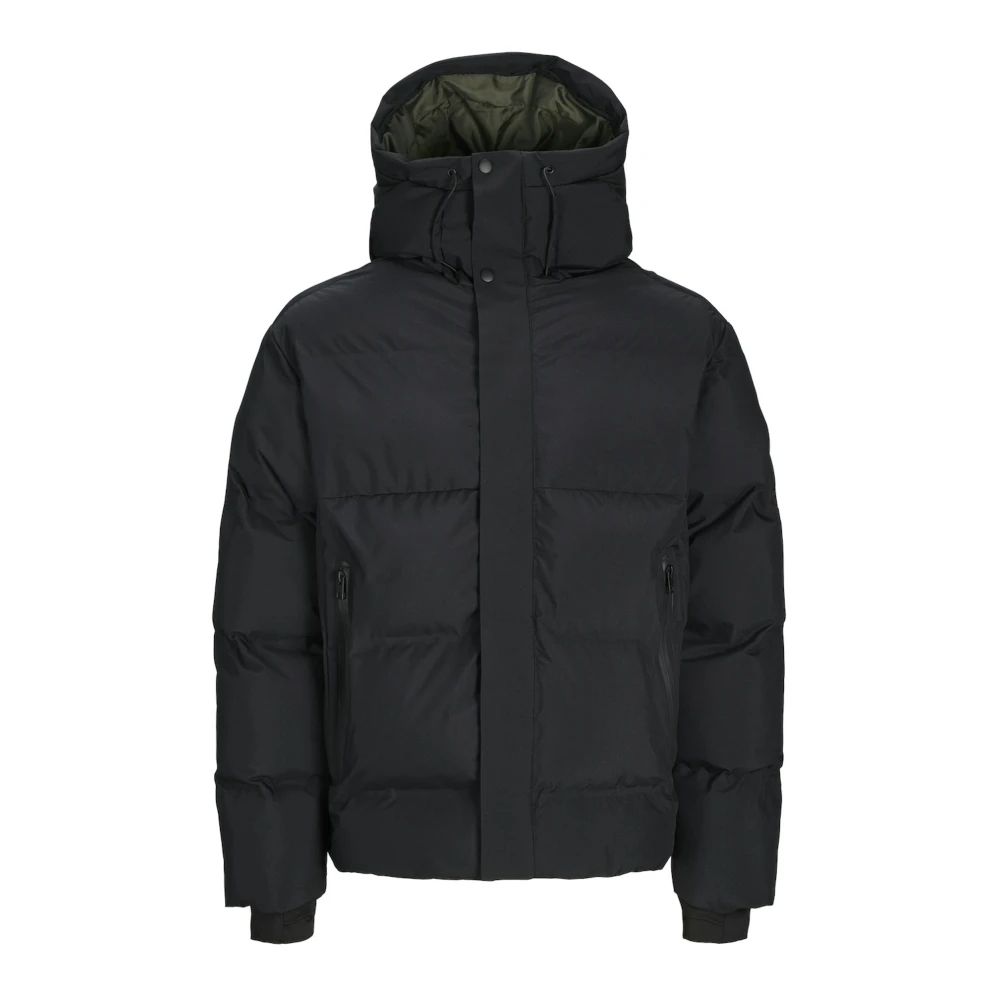 jack & jones Heren gewatteerde jas met capuchon Black Heren