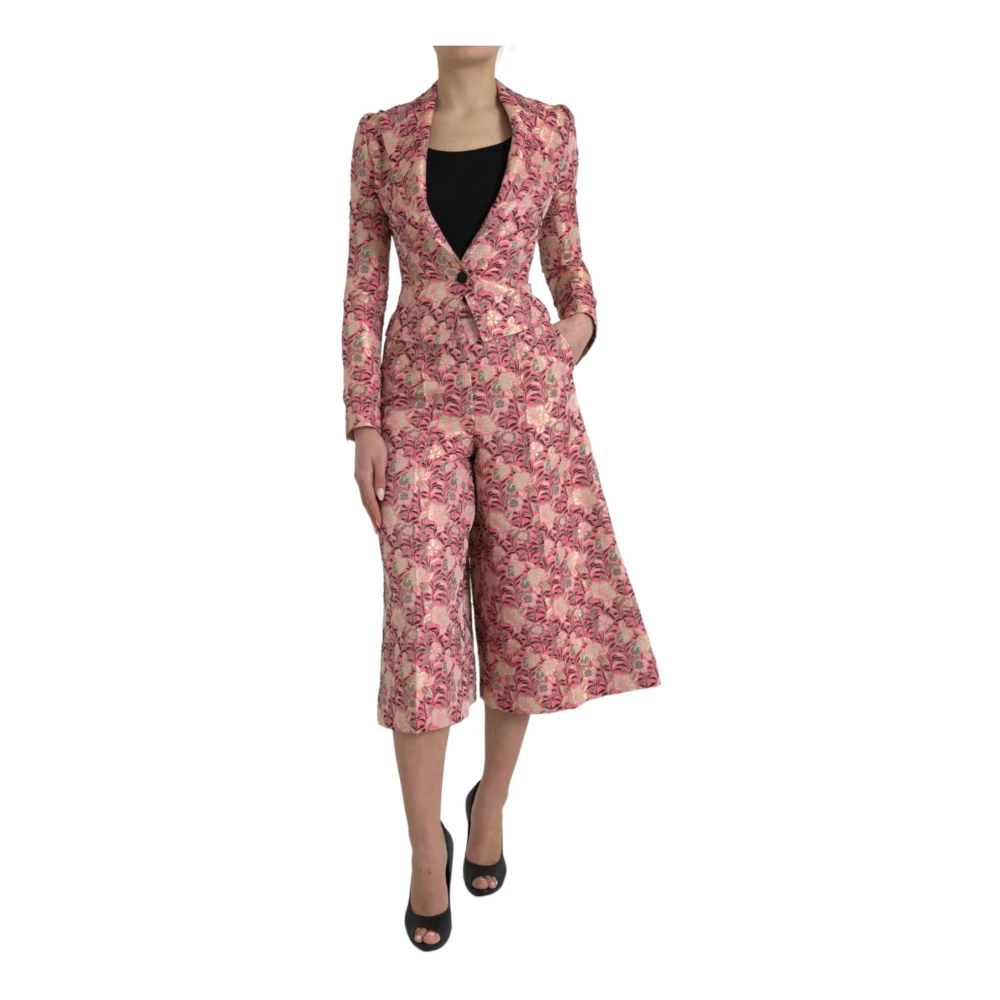 Dolce & Gabbana Roze Slim Fit Tweedelig Pak Multicolor Dames