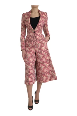 Rosa Brokad Culotte Kostym
