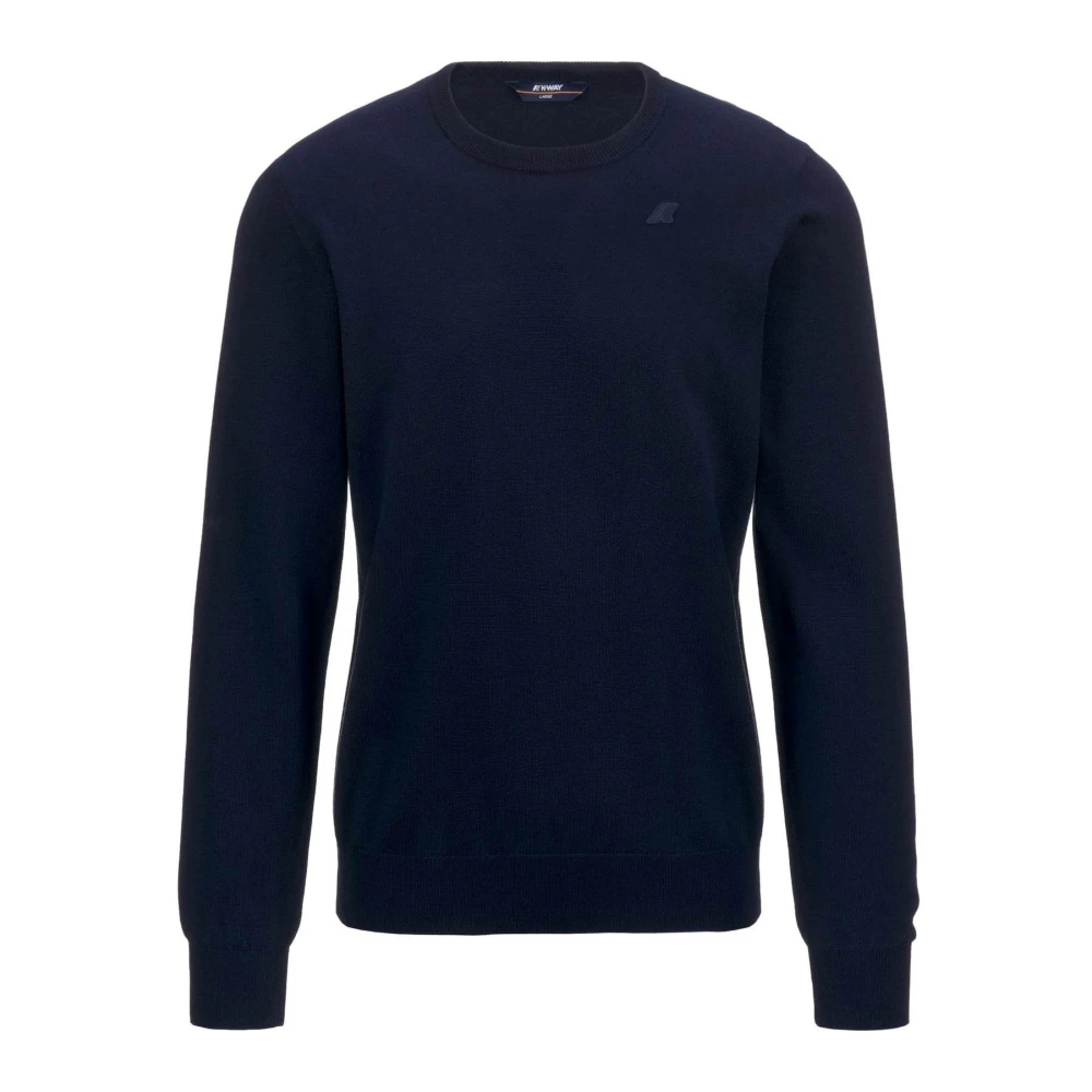 K-Way Men's Blue Round-Neck Knitwear, Xl, Elegant Cotton Jumper