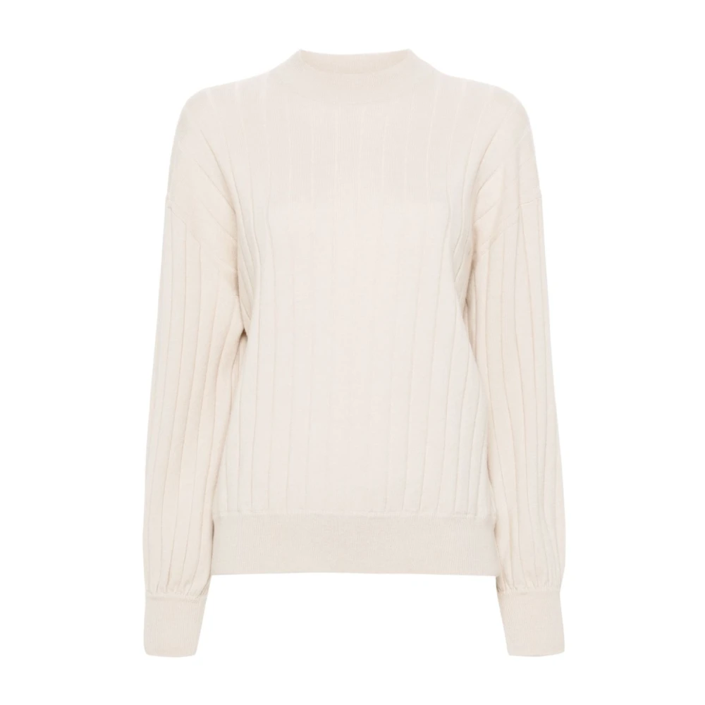 BRUNELLO CUCINELLI Gebreide Crew Neck Trui White Dames