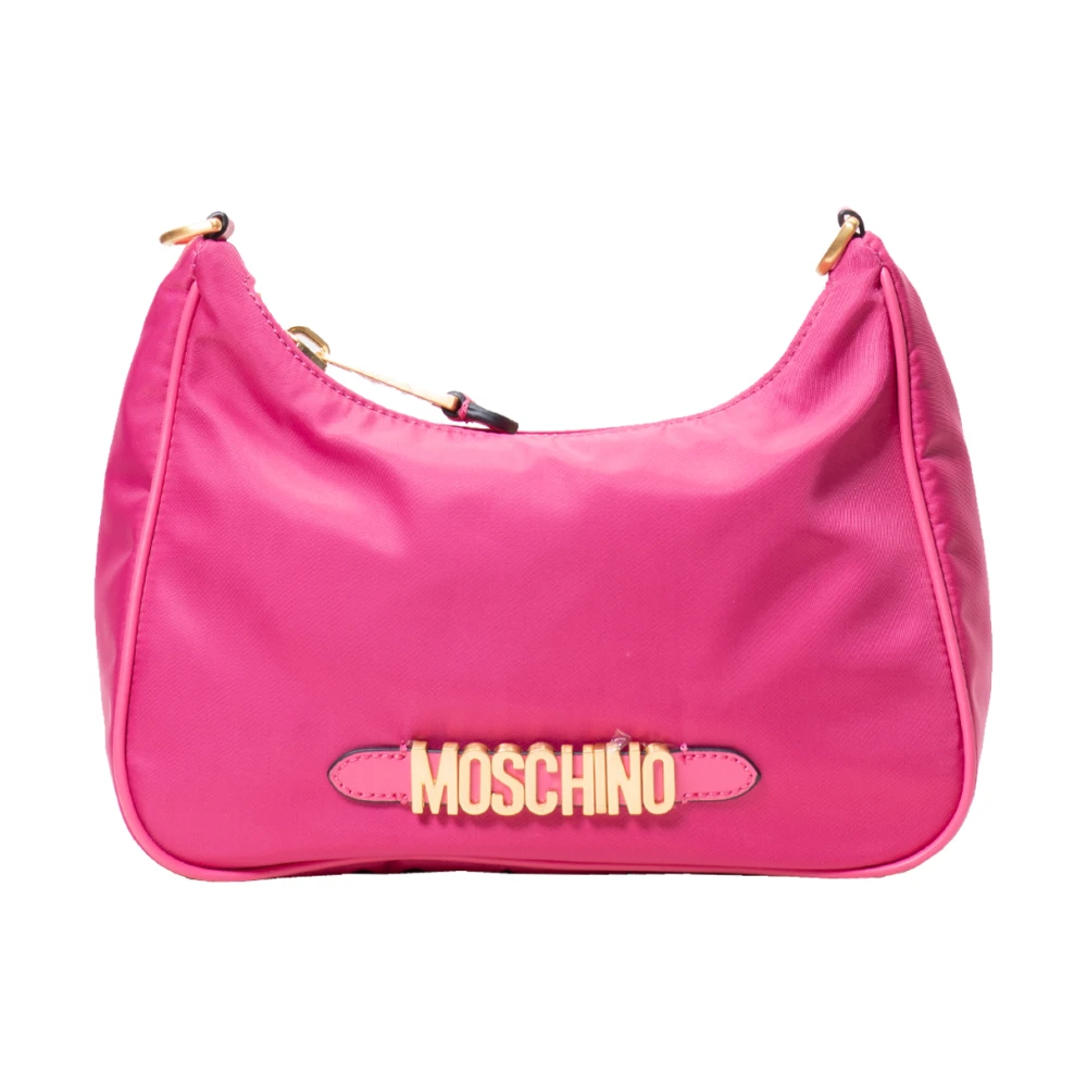Moschino Fuchsia Metallic Letters Nylon Schoudertas Pink Dames