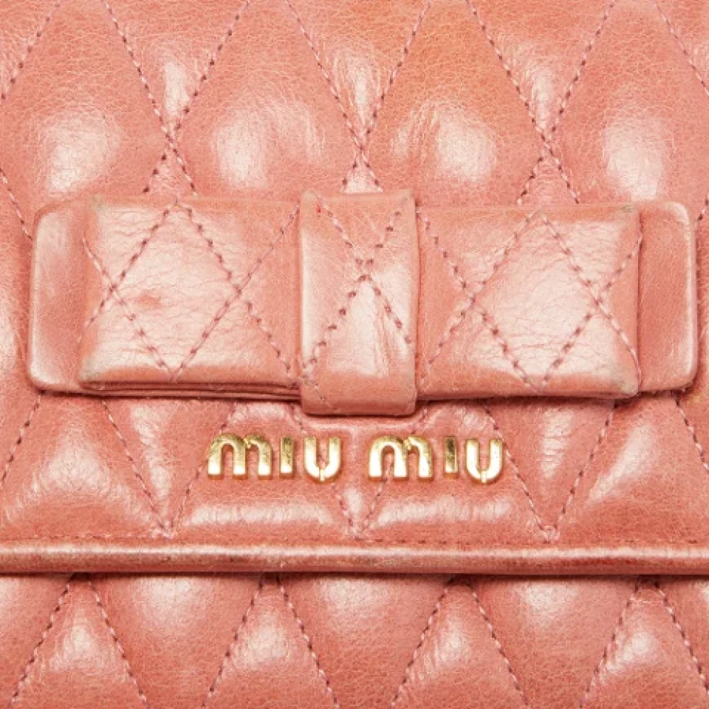 Miu Pre-owned Leather wallets Orange Dames