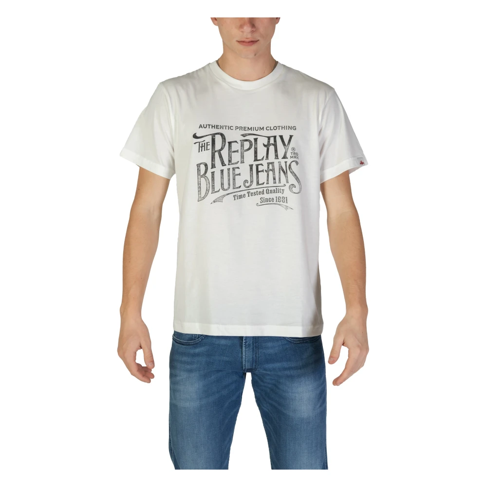 Replay Graphic Tee Katoenen T-shirt White Heren