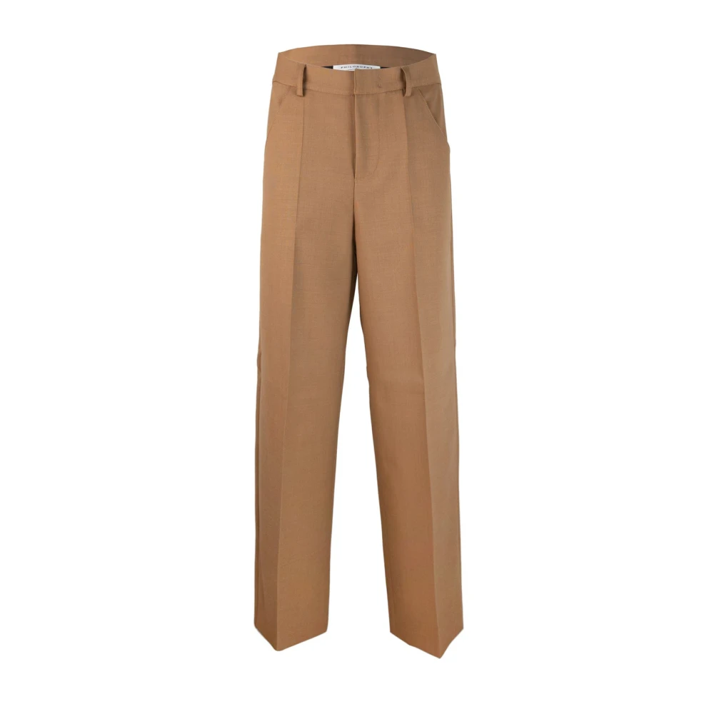 Philosophy di Lorenzo Serafini Bruine Broek Regular Fit Rits Sluiting Brown Dames