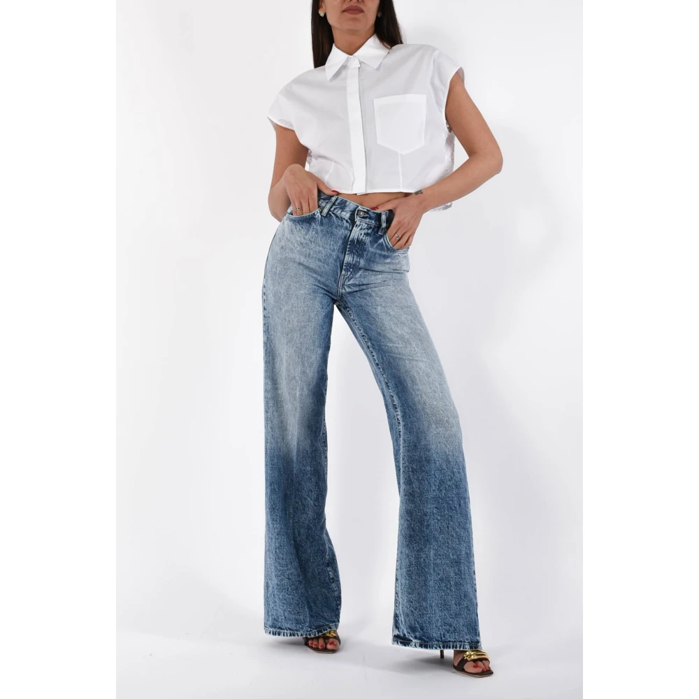 Dondup Wide Leg Jeans Amber Model Blue Dames
