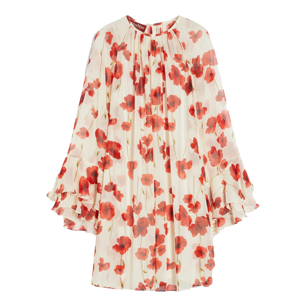 Max Mara Studio Bloemen Zijden Jurk Red Dames