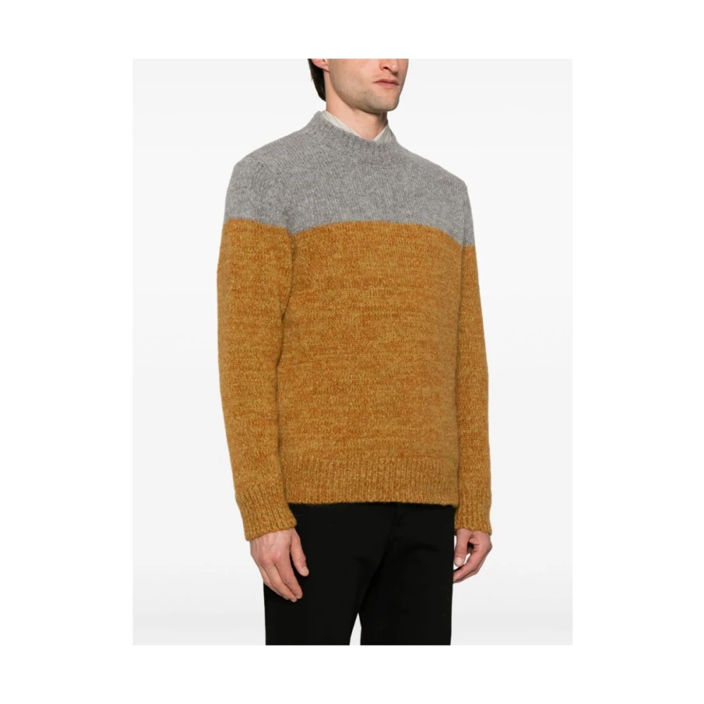 Dries Van Noten Gebreide Trui met Patroon en Intarsia Ronde Hals Orange Heren