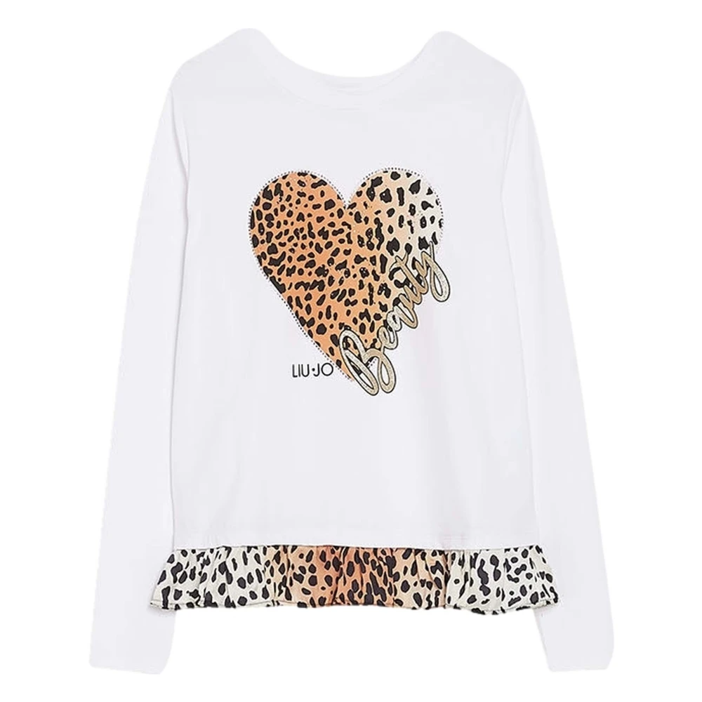 Liu Jo T-shirt met dierenprint hart Longsleeve T-shirt White Dames