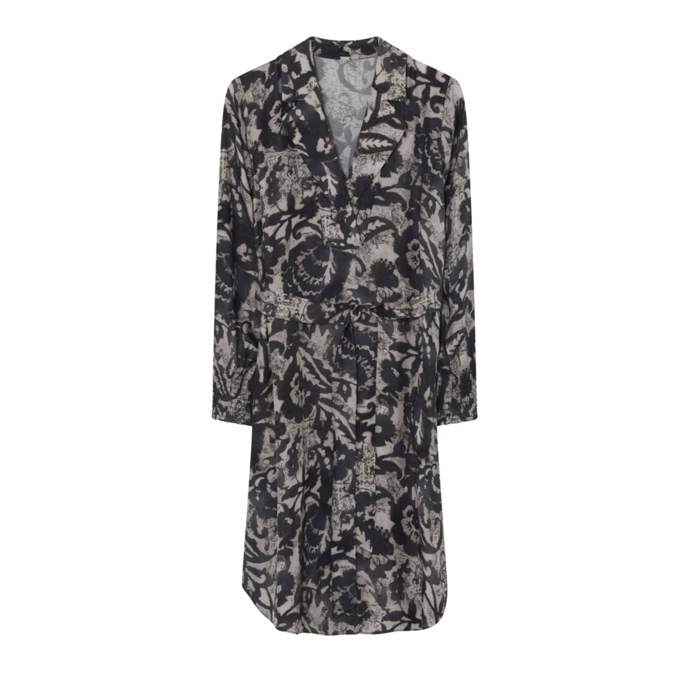 Gustav Elegante Knielange Jurk met Slimme Kraag Brown Dames