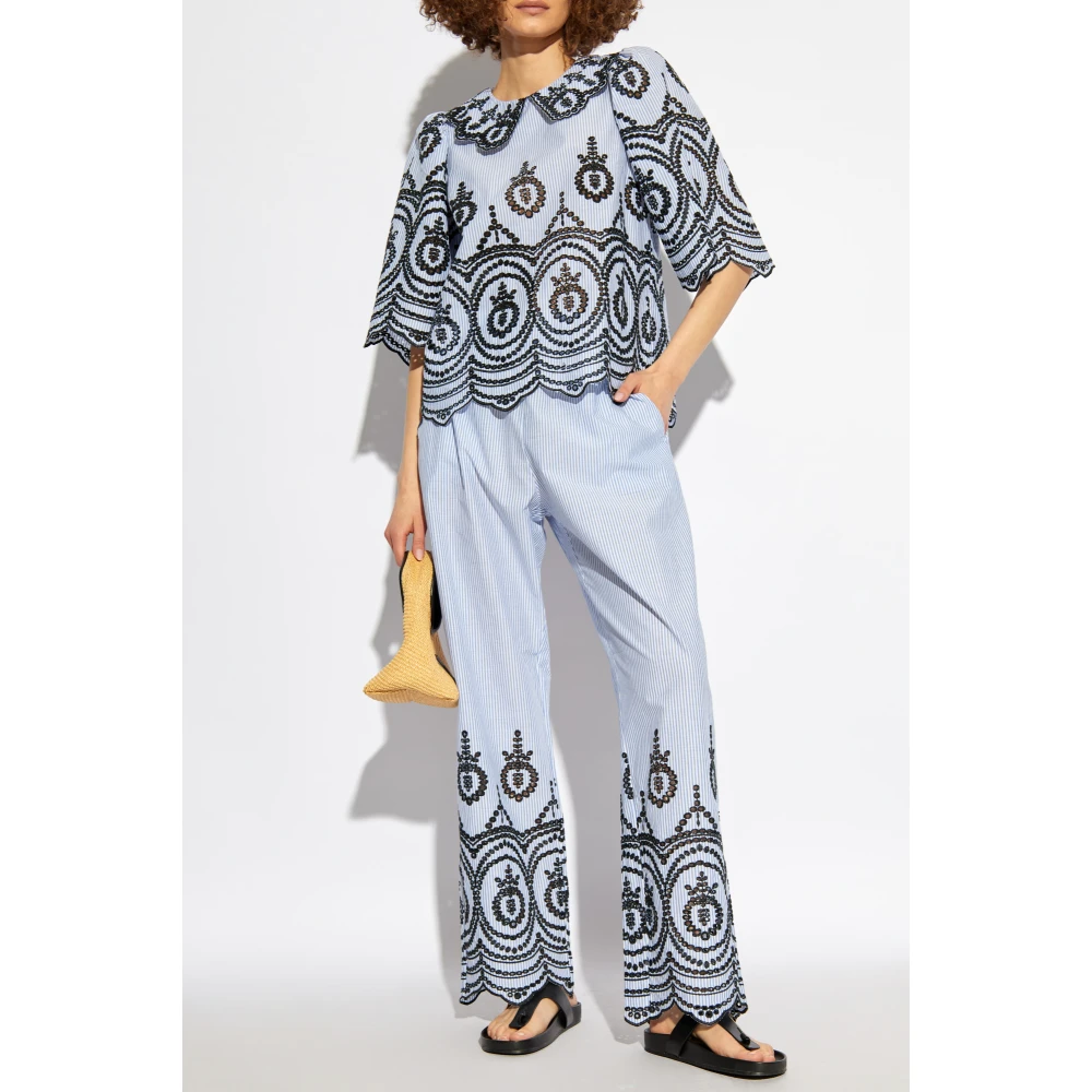 Munthe Gestreepte broek Blue Dames