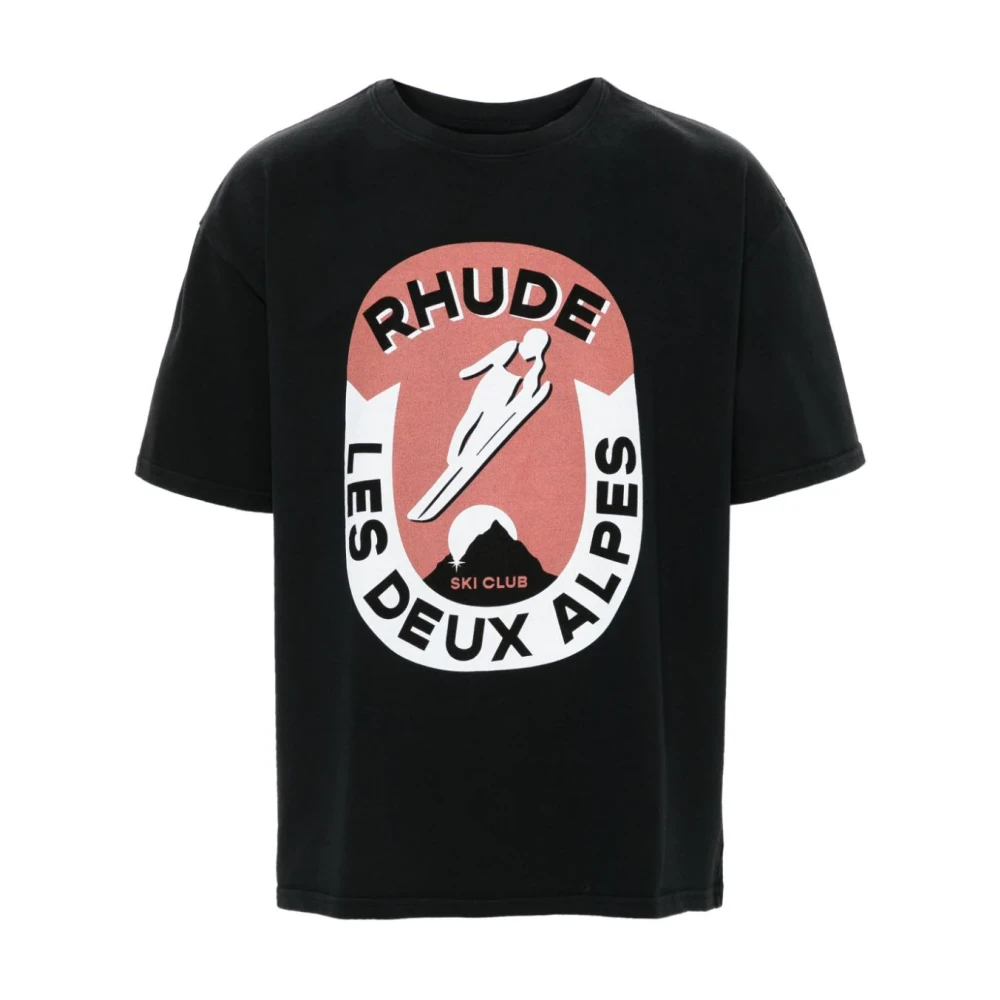 Rhude Zwart T-shirt met Front Print Black Heren