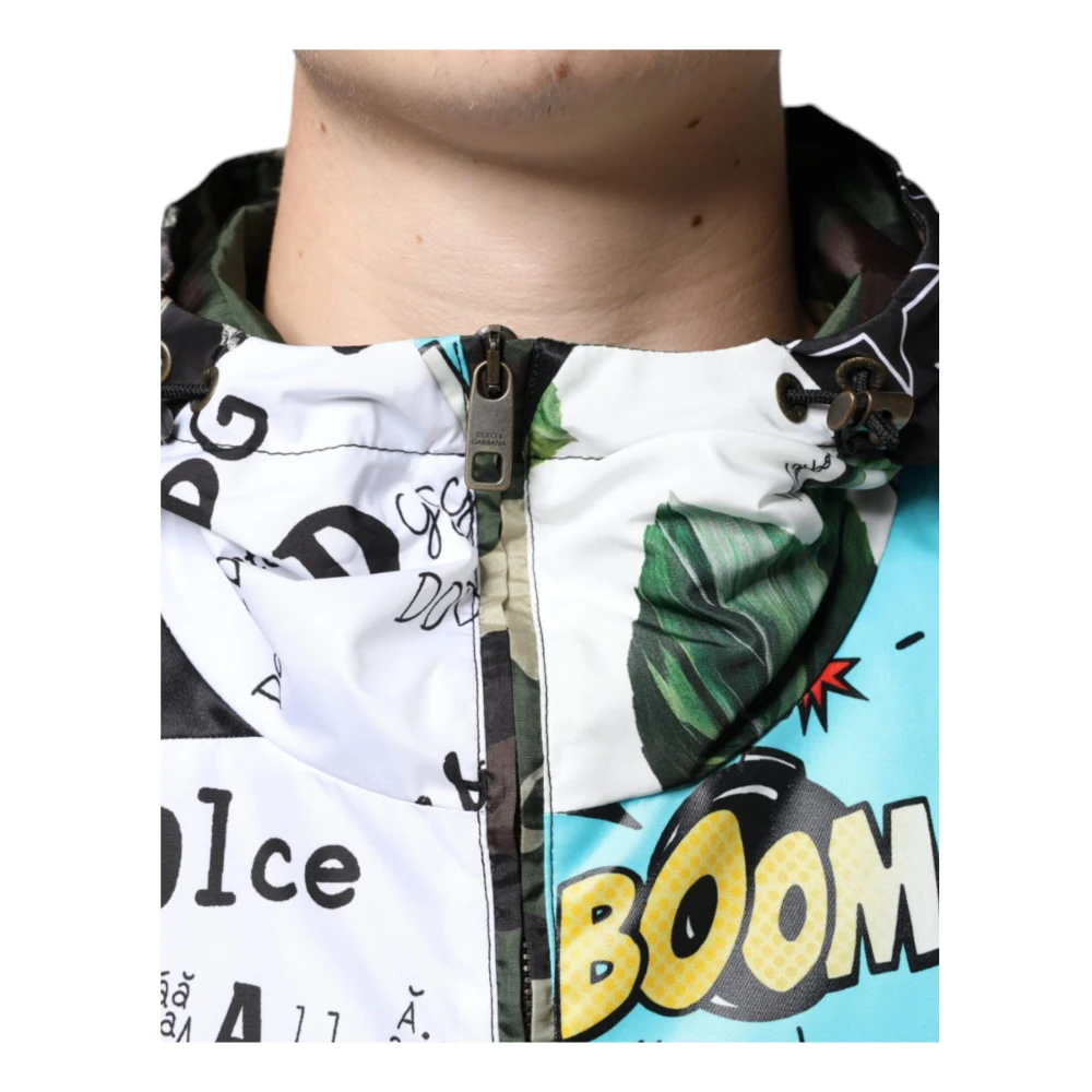 Dolce & Gabbana Kleurrijke Katoenen Hooded Windjack Multicolor Heren