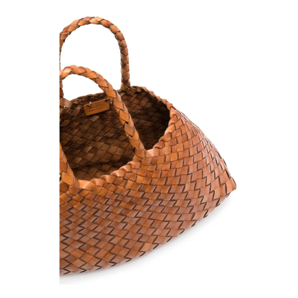 Dragon Diffusion Bruine leren tas met gevlochten handvatten Brown Dames