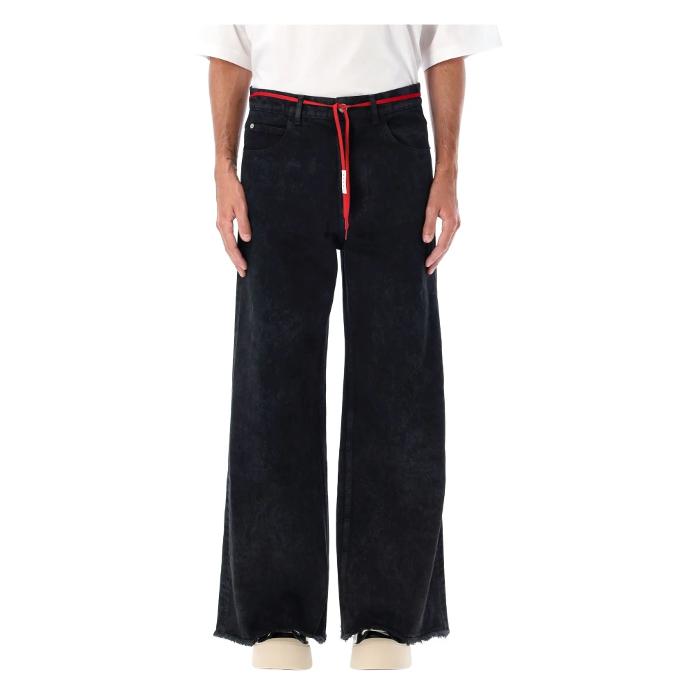 Marni Zwarte Wijde Denim Jeans Aw24 Black Heren