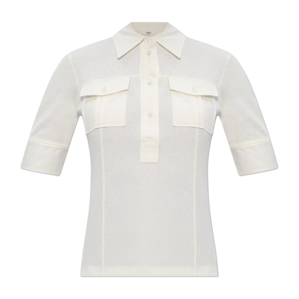 Chloé Katoenen poloshirt met zakken Beige Dames