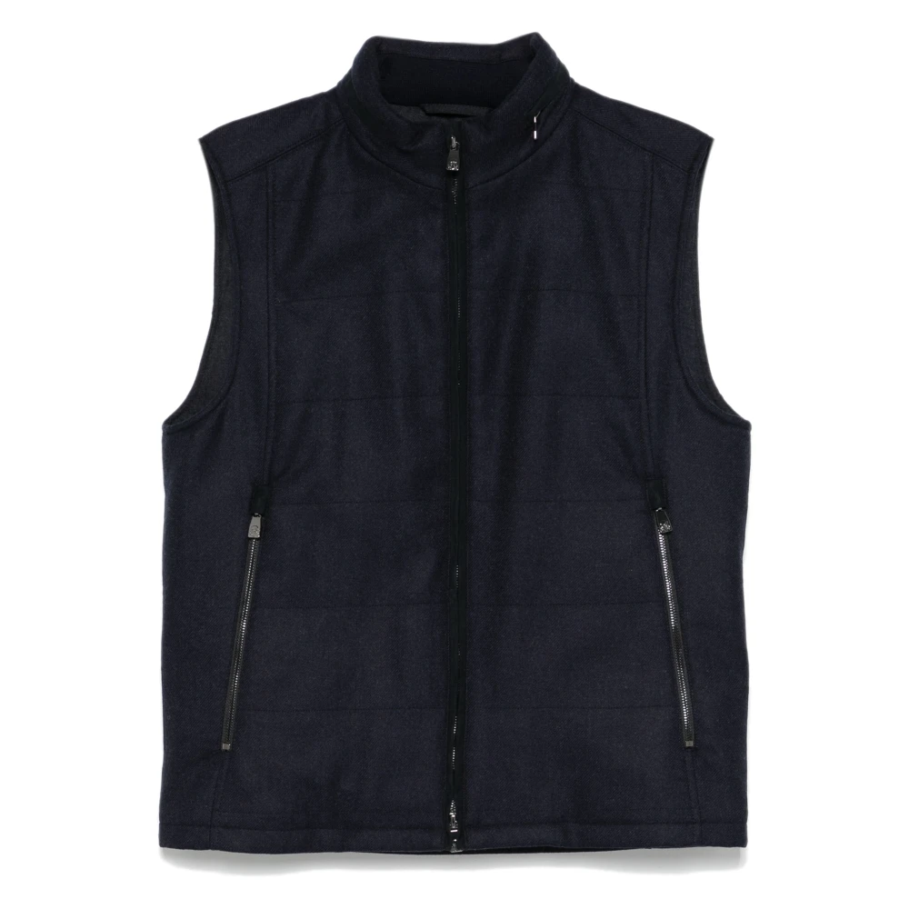 Corneliani Wol Kasjmier Vest Knoopsluiting Zakken Blue Heren