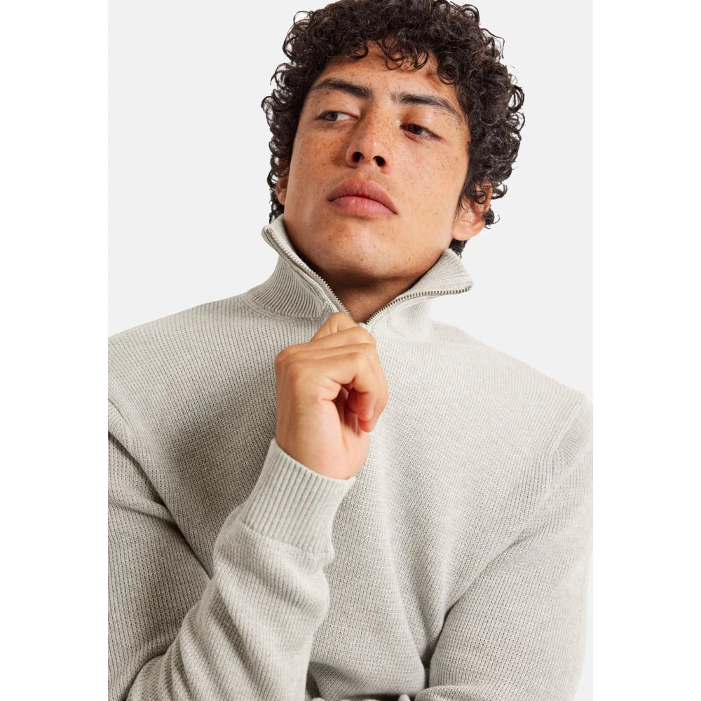 Selected Homme Melange Pullover met Troyer Kraag Gray Heren
