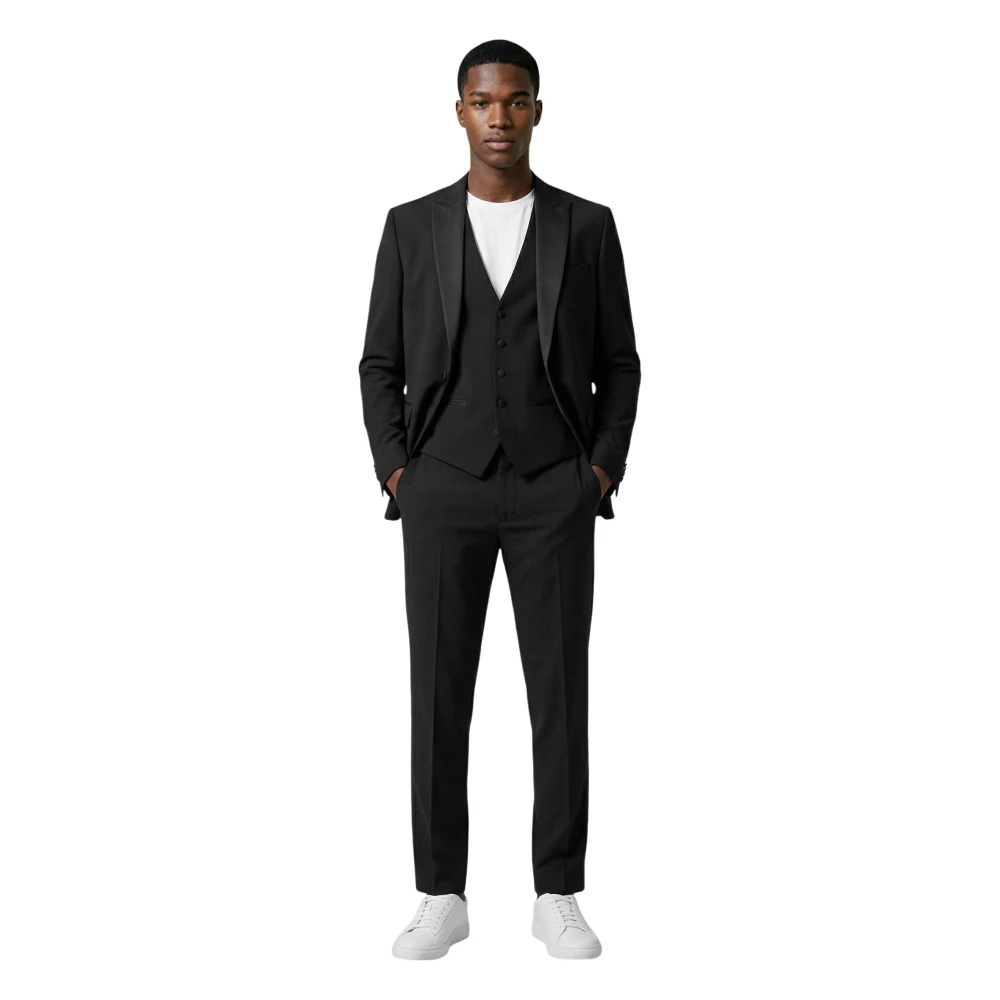 Mulish Men's Black Single Breasted Suits, S, 3P Monetraso Suit