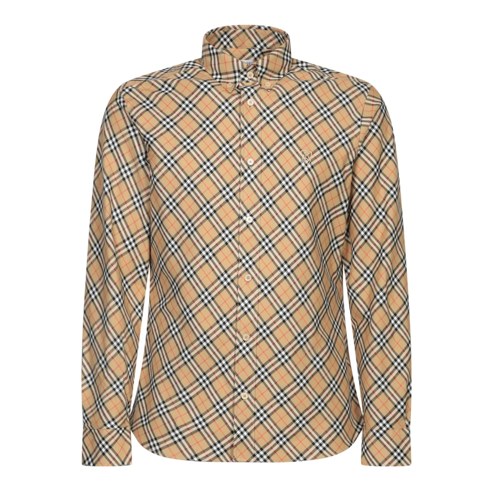 Burberry Beige Tartan Skjorta Klassisk Stil Beige, Herr