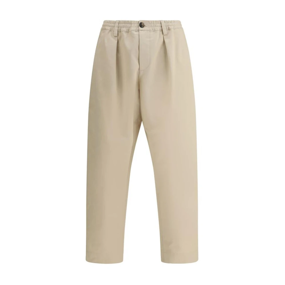 Marni Geknipte katoenen broek met elastische tailleband Beige Heren