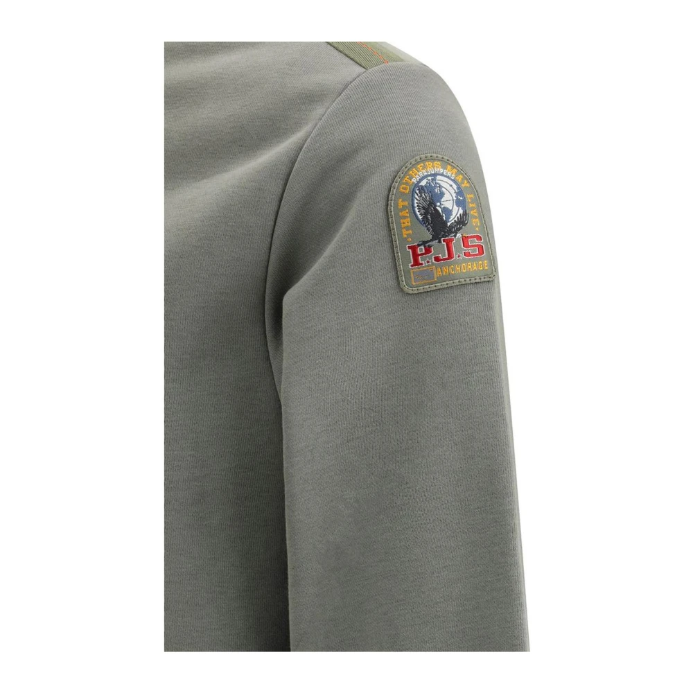 Parajumpers Geribbelde Crew Neck Logo Sweatshirt Green Heren