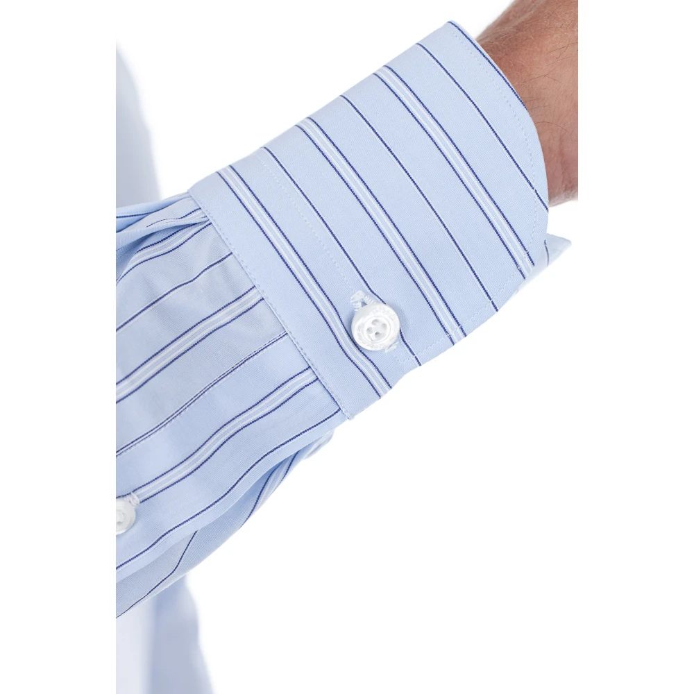 Finamore Heldere Blauwe Slim Fit Overhemd Blue Heren