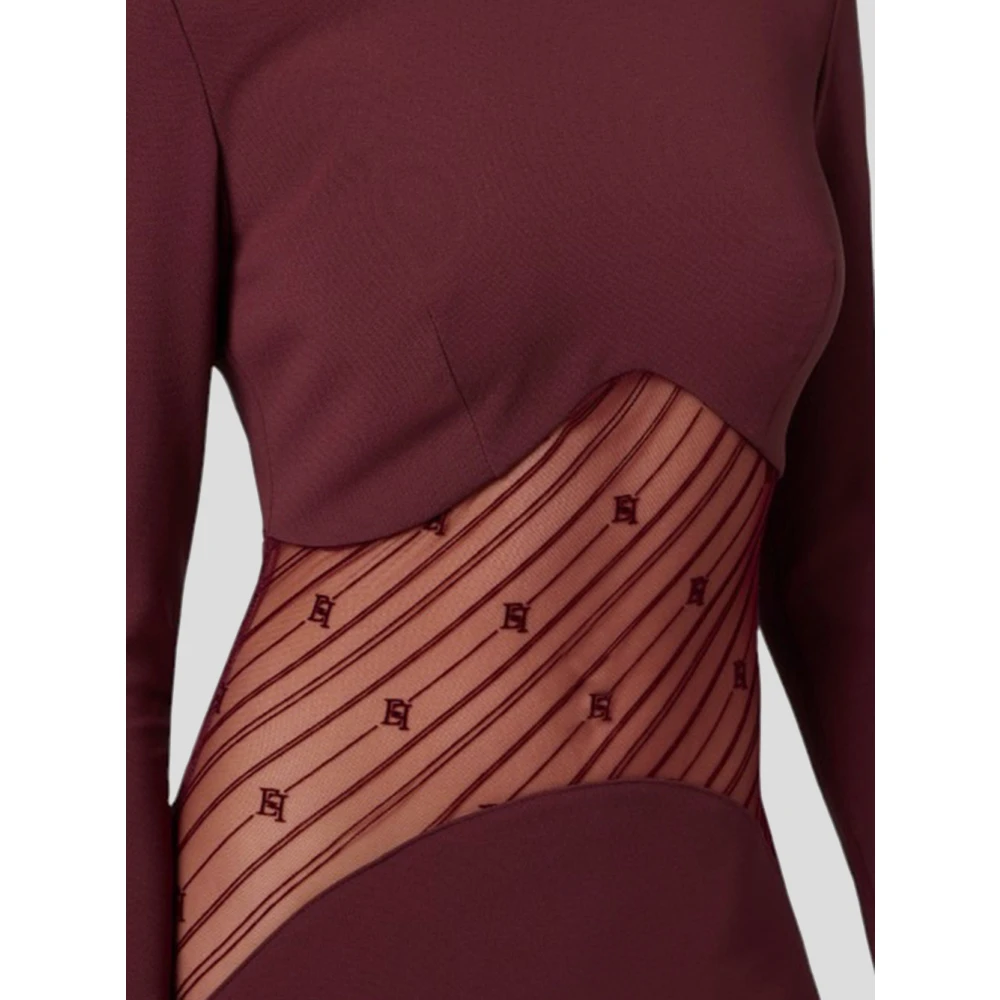 Elisabetta Franchi Elegante Polyester Lange Jurk Brown Dames