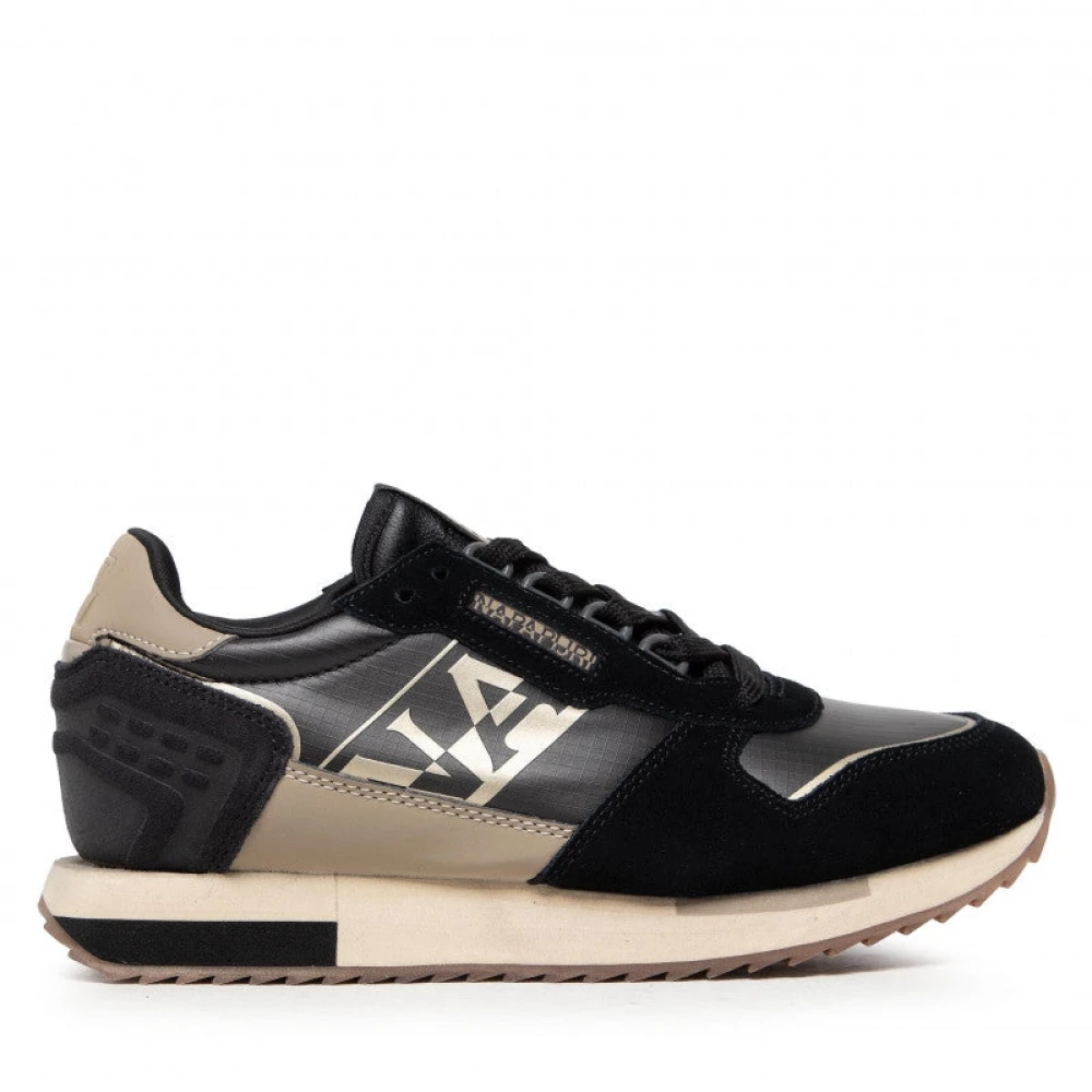 Napapijri Egret Zwarte Leren Tennissneakers Dames Schoenen