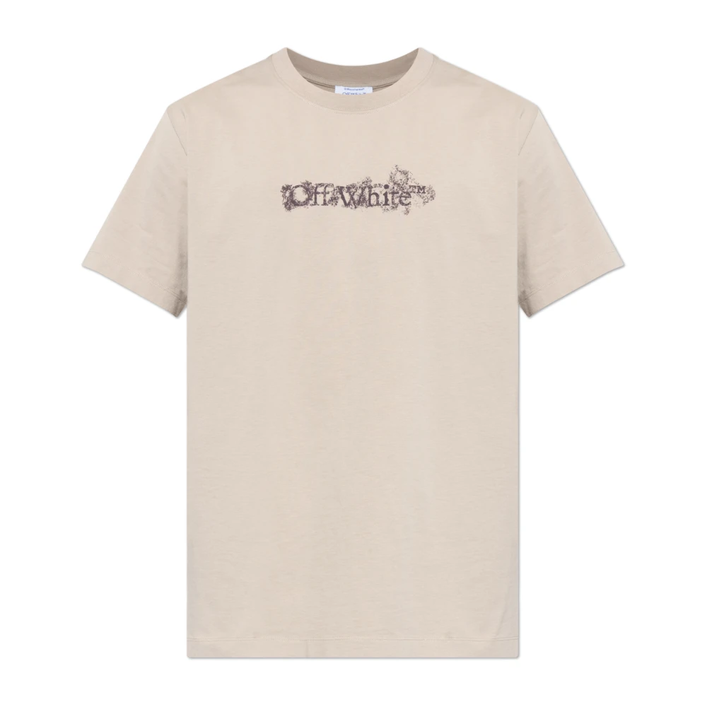 Off White Men's Beige T-Shirts, Xl, Logo T-Shirt