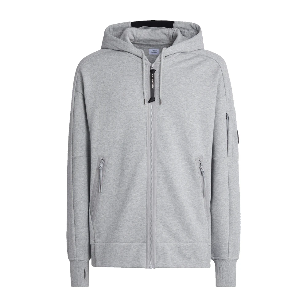 C.p. Company Diagonal Raised Fleece Dragkedja Hoodie Gray, Herr