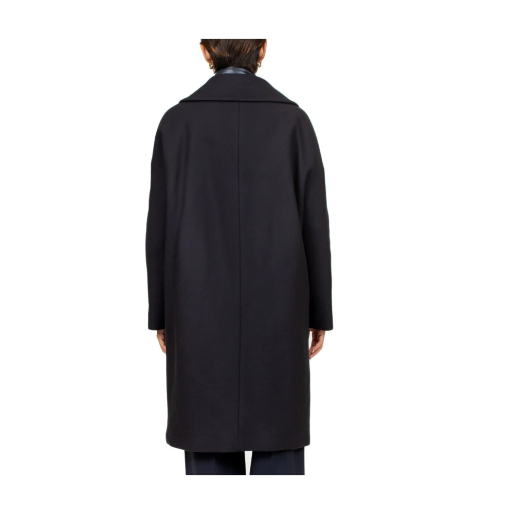 Herno Blauwe wollen jas met verwijderbare puffer Blue Dames