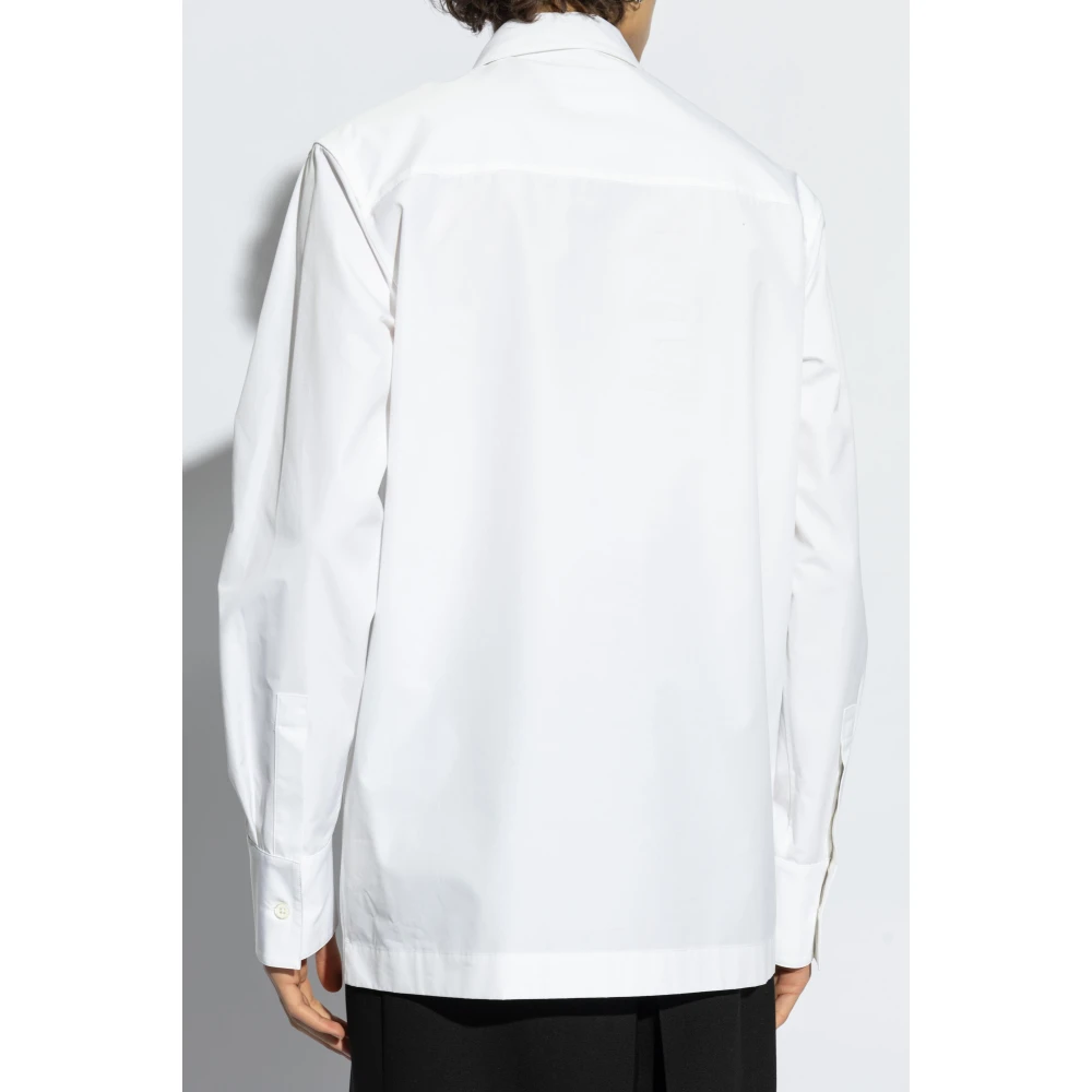 Jil Sander Katoenen overhemd met verborgen knoopsluiting White Heren