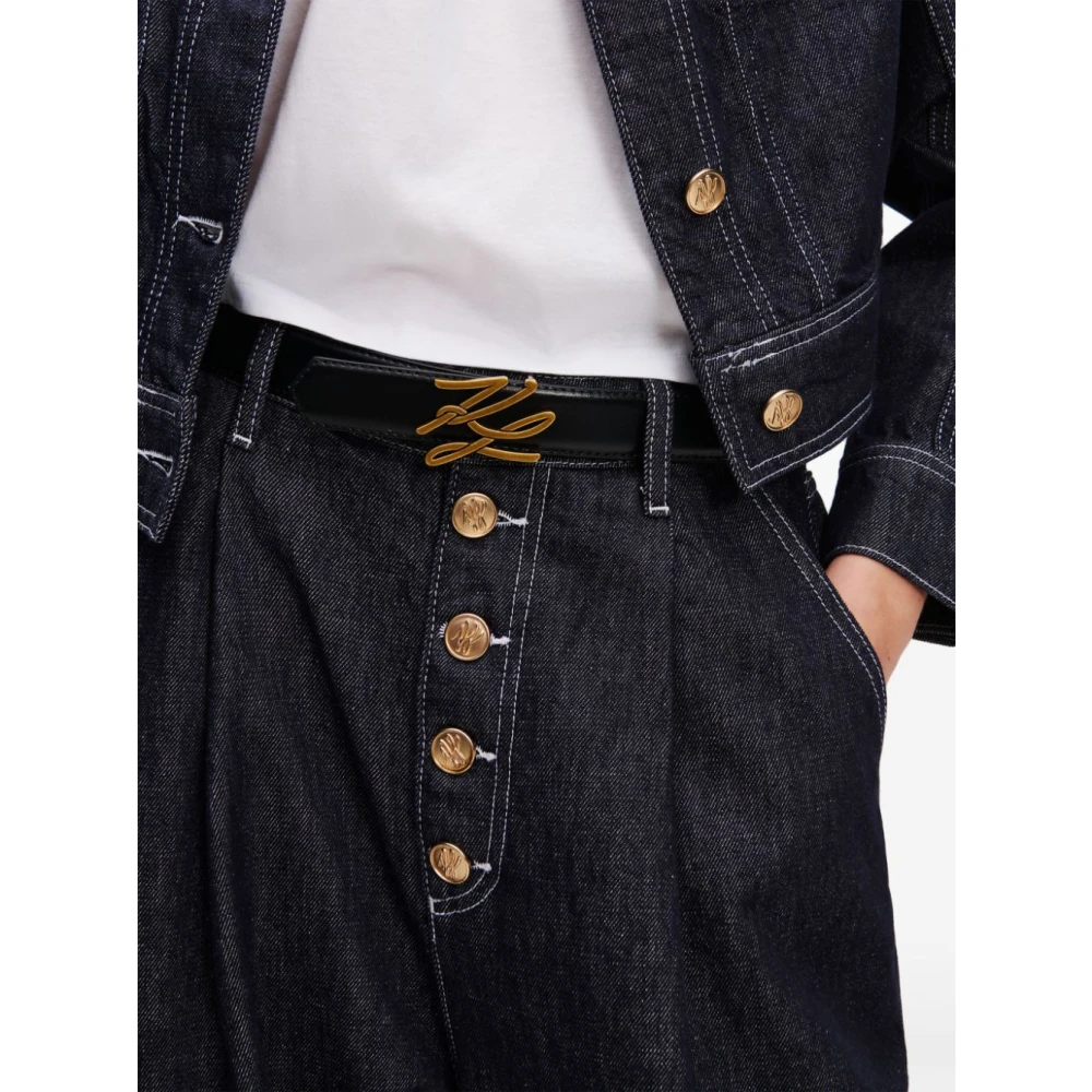 Karl Lagerfeld Zwart Riem Gouden Logo Gesp Black Dames