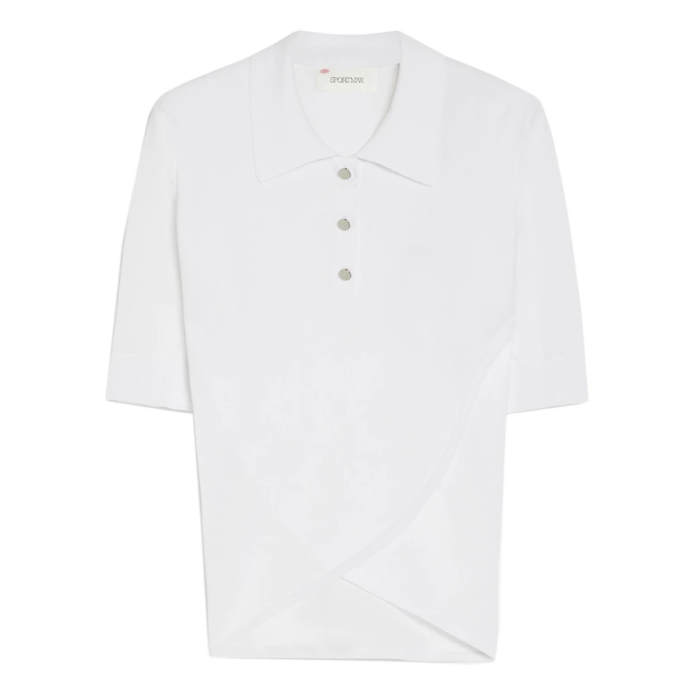SPORTMAX Witte Polo Shirt met Kruis Hem White Dames
